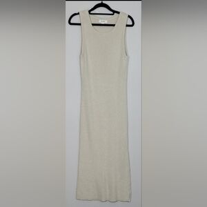 On 34th Maxi Ribbed Knit Sweater Dress Size M Gold Beige Sleeveless